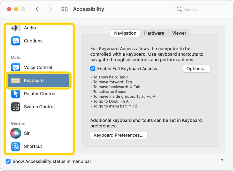 accessibility tab on mac